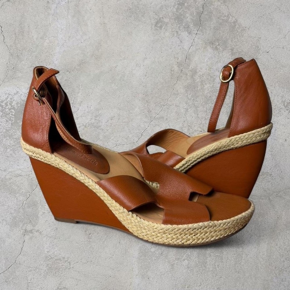 L'Amour Des Pieds Leather Espadrille Wedge Sandals – Size 10M